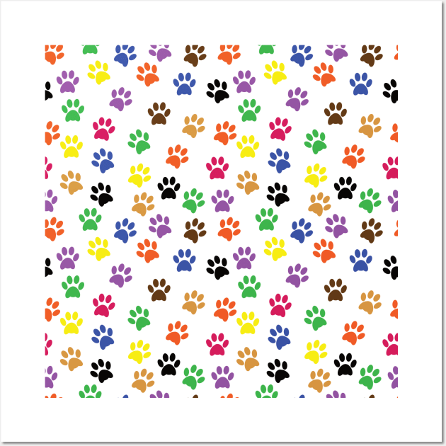 Colorful Puppy Paw Prints Wall Art by CoastalDesignStudios